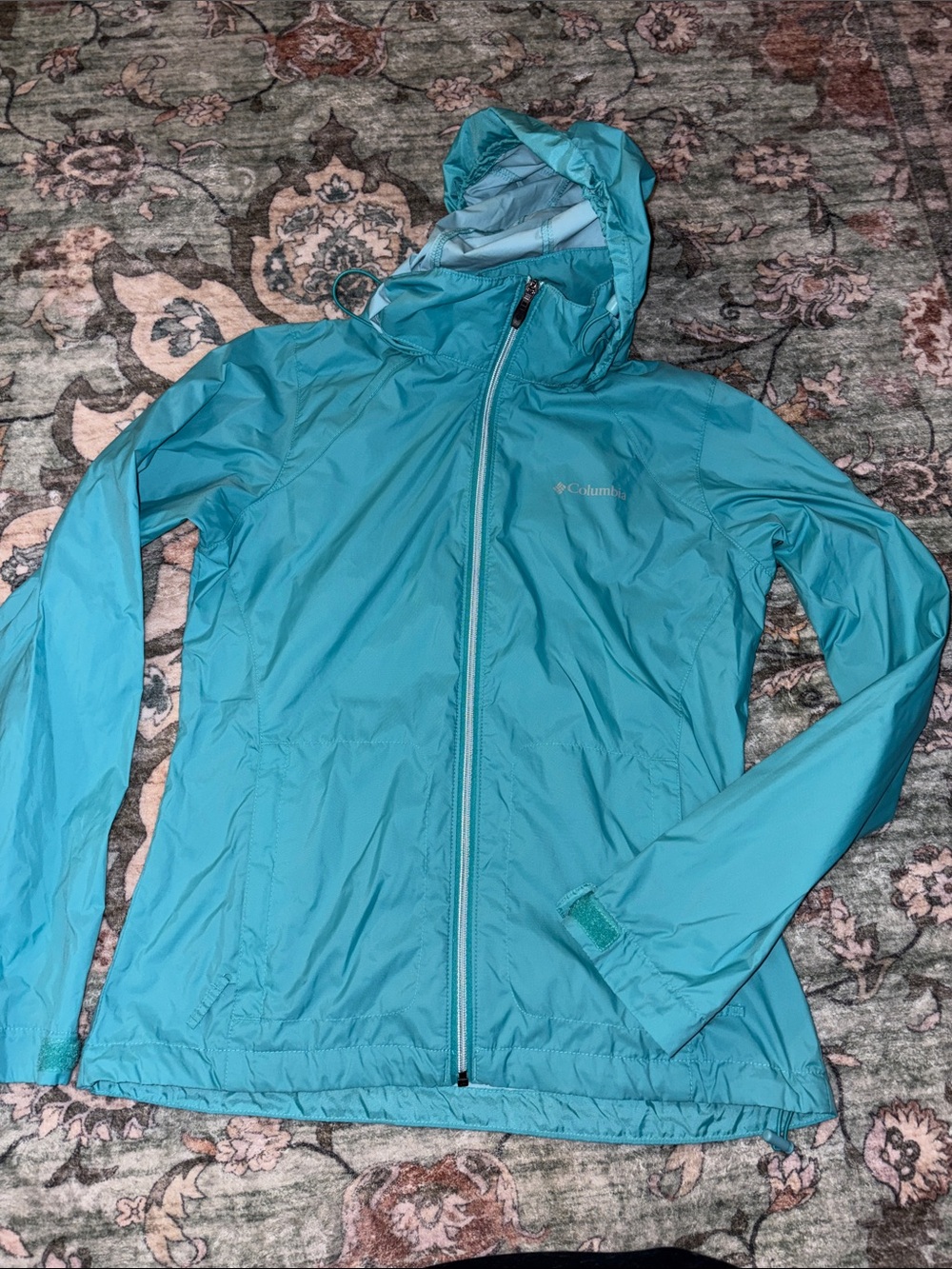 Columbia Women’s Teal Hooded Lightweight Shell Jacket